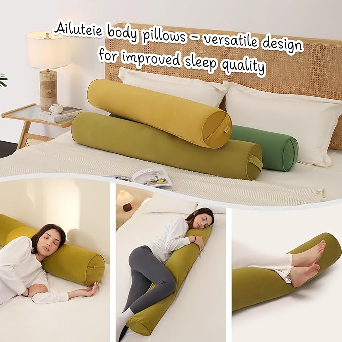 Body Pillow for Adults,Long Round Pillow,Big Cylindrical Pillow,Large Full Bolster Pillows for Side Sleepers (Golden Yellow, 39.37"*7.87")