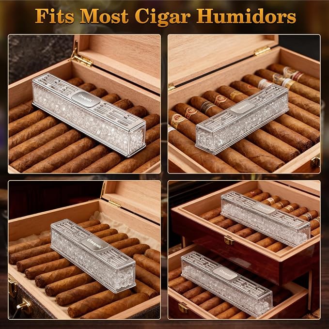 Pre-Filled Cigar Humidifier – Ready-to-Use Crystal Gel Humidifier, Cigar Humidor Accessories, Maintains Ideal 65-70% Cigars Humidity