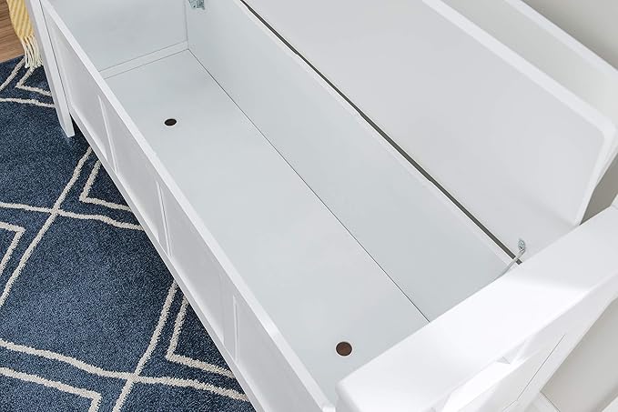 Cynthia White Storage Bench with Flip-Top Lid and Hidden Storage Space by Linon