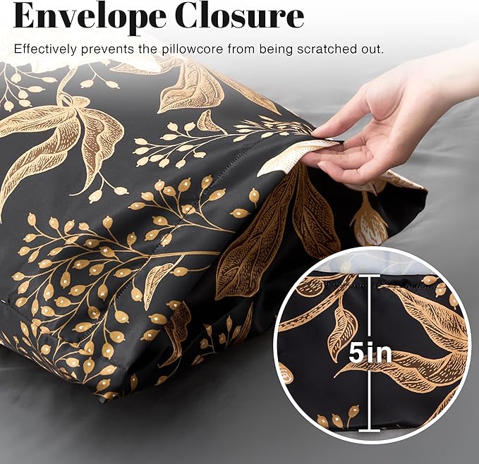 EXQ Home Satin Pillowcase for Hair and Skin Queen - Peony Printed Standard Silk Pillowcase 2 Pack 20x26 inches - Satin Pillow Cases Set of 2 with Envelope Closure, Gifts for Women