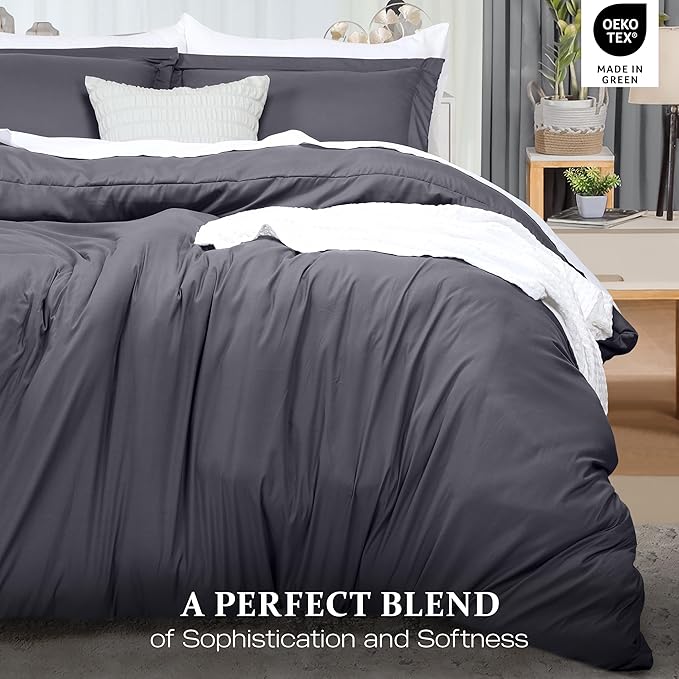Utopia Bedding Duvet Cover Full Size - 3 Piece with Zipper Closure - 1 Comforter Cover 80X90 Inches & 2 Pillow Shams 20X26 Inches (Grey) Comforter Not Included