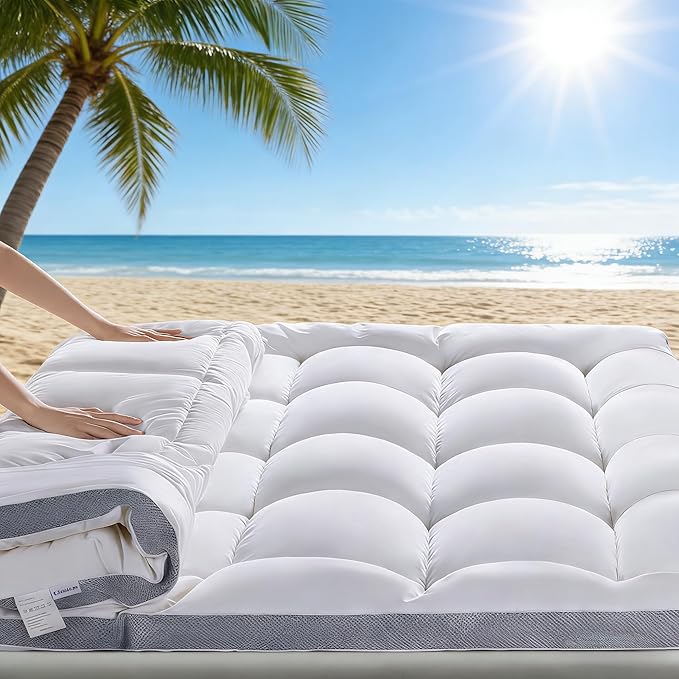 Memory Foam Mattress Topper, Extra Soft 1300 GSM Pillow Top Mattress Pad for Back Pain Relief,Breathable Mattress Cover for Fluffy Shredded Memory Foam Filled (King, 78"x80")