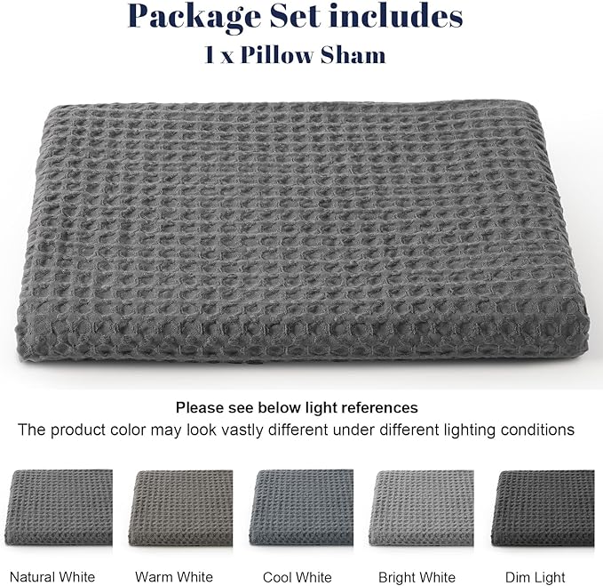 PHF Ultra Soft Waffle Weave Body Pillowcase with Zipper, No Insert, 1Pack 20" x 54" Pillow Sham, Breathable & Skin-Friendly Body Pillow case, Stylish Decorative Bed Pillow Cover, Grey