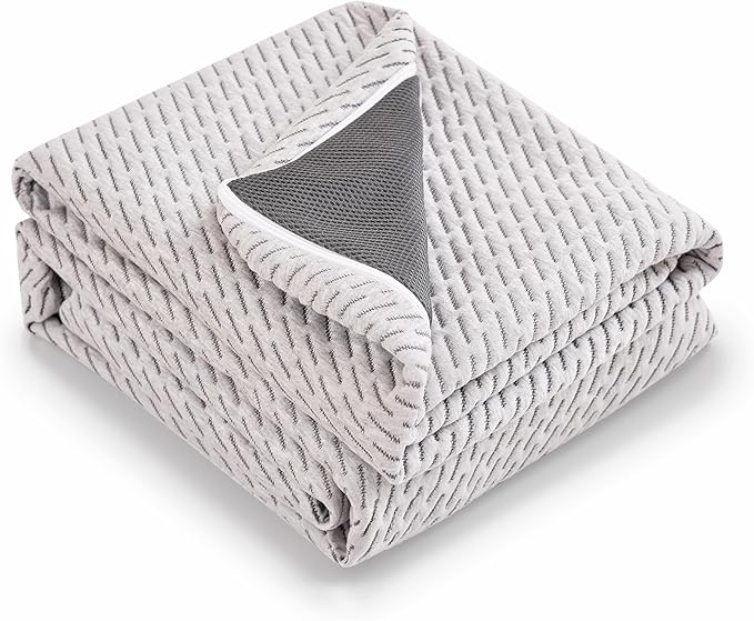 Subrtex Cover for Mattress Topper King Size 2 Inch (Only Cover) Mattress Topper Protector Bedding Removable Encasement with Zipper Closure