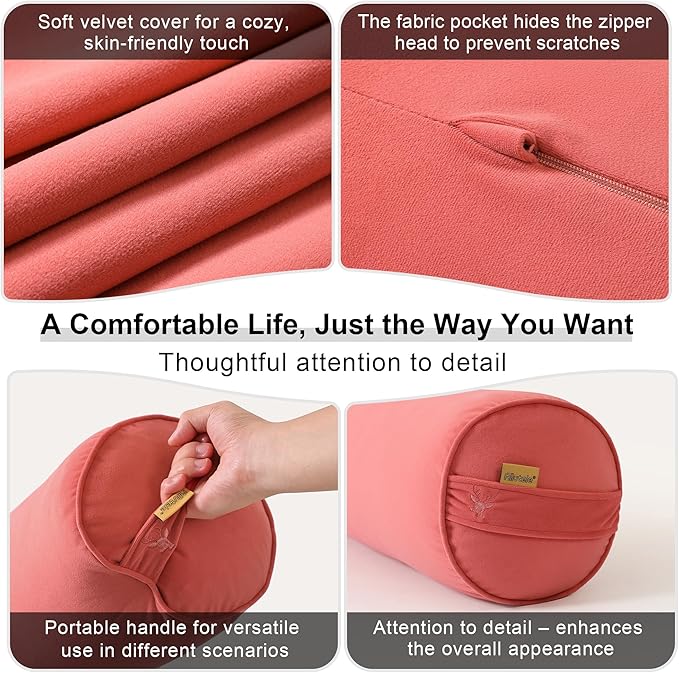 Body Pillow for Adults,Long Round Pillow,Big Cylindrical Pillow,Large Full Bolster Pillows for Side Sleepers (Coral Peach, 47.24"*7.87")