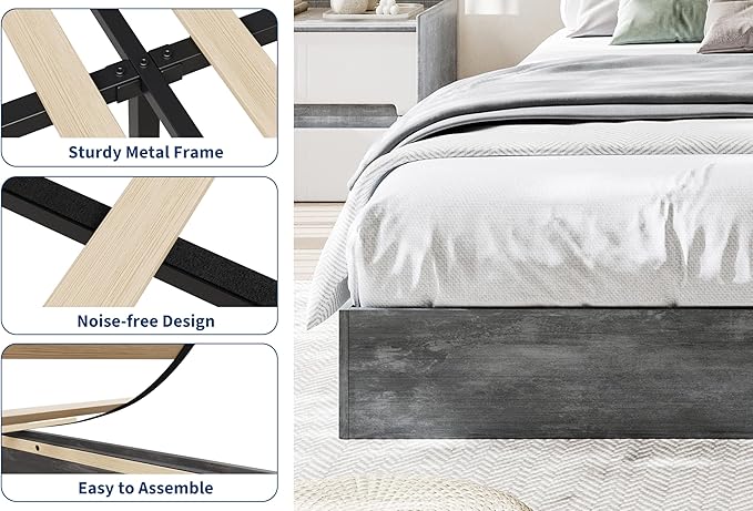 Garvee Wood Platform Bed Frame, Twin XL Low Profile Bed Frame Without Headboard, Wood Slat Support, No Box Spring Needed, Easy Assembly