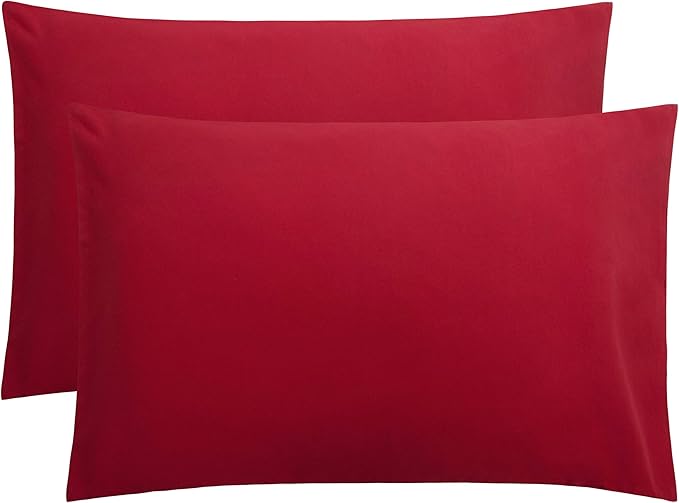 FLXXIE Pillow Cases Queen, Soft Microfiber Pillow Covers with Envelope Closure, Wrinkle Resistant Pillowcases, 2 Piece Set, 20x30, Wine Red