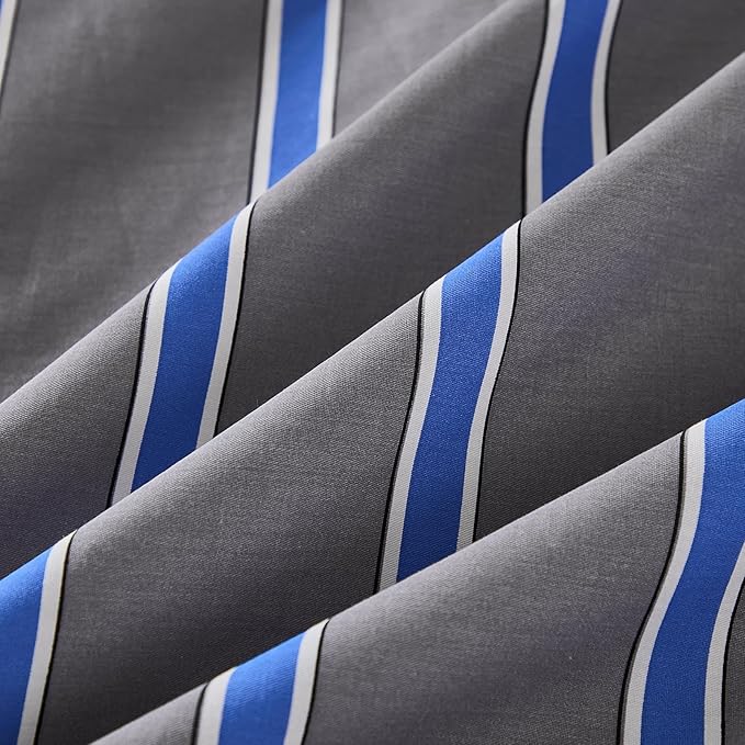 Merryword Body Pillowcases, 100% Cotton Body Pillow Cover, Blue and Gray Striped Pillowcases, Luxury Linen Like Pillowcase, Soft Breathable Engineered Stripes Pillow Cover