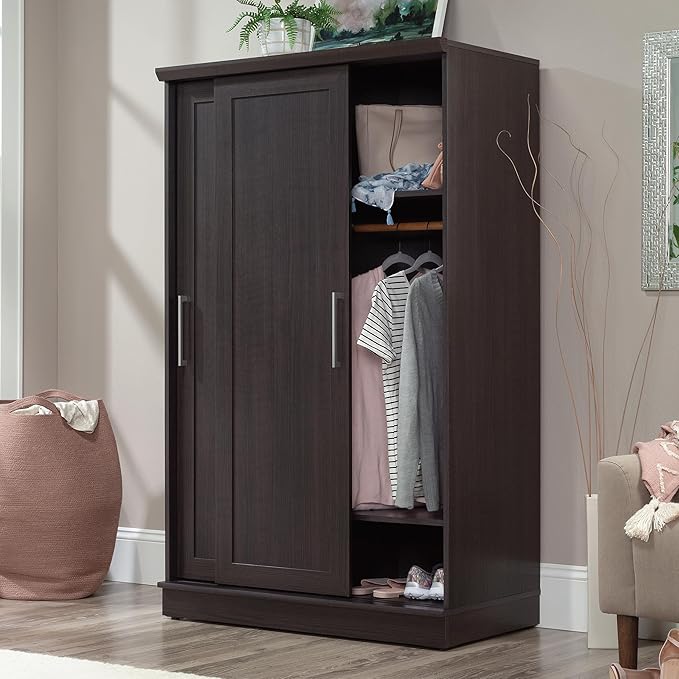 Sauder Homeplus Wardrobe Cabinet with Sliding Doors, Dakota Oak Finish