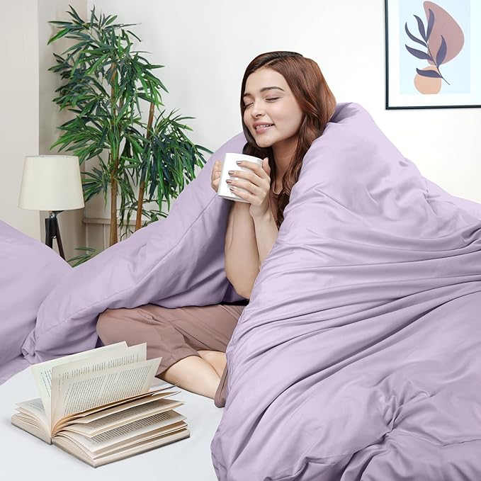 Utopia Bedding Duvet Cover Queen Size - 3 Piece with Zipper Closure - 1 Comforter Cover 90X90 Inches & 2 Pillow Shams 20X26 Inches (Lavender) Comforter Not Included