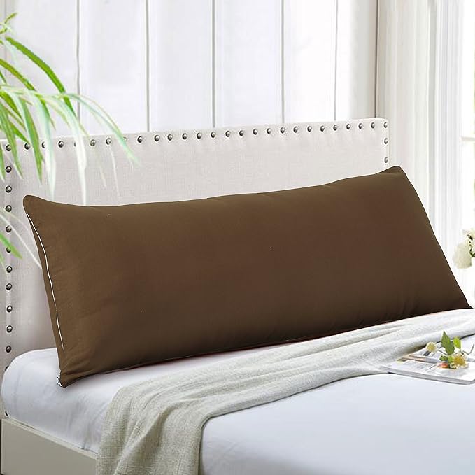 EVOLIVE Ultra Soft Body Pillow Cover 21"x54", Cozy Microfiber Pillowcase with Hidden Zipper, Breathable, Perfect for Pregnancy & Side Sleepers, Cover Only (21"x54" Body Pillow Cover, Coffee)