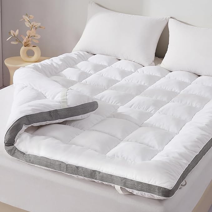 SAPHREAS 3 Inch Memory Foam Mattress Topper King Size, Extra Soft Pillow Top Mattress Pad with Breathable Air Mesh Sides, Fluffy Shredded Foam Filled, Back Pain Relief