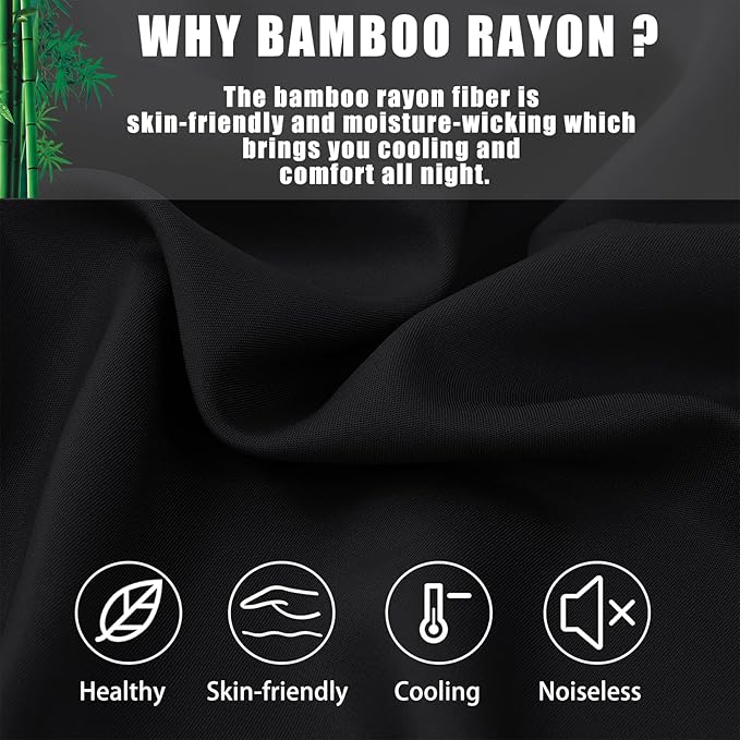 TELUS Body Cooling Pillow Case Cover, Bamboo Rayon Pillowcases with Zipper Closure, Cool and Breathable Pillow Case for Hot Sleepers and Night Sweats, 20x54 inches, Black, 1 Pack