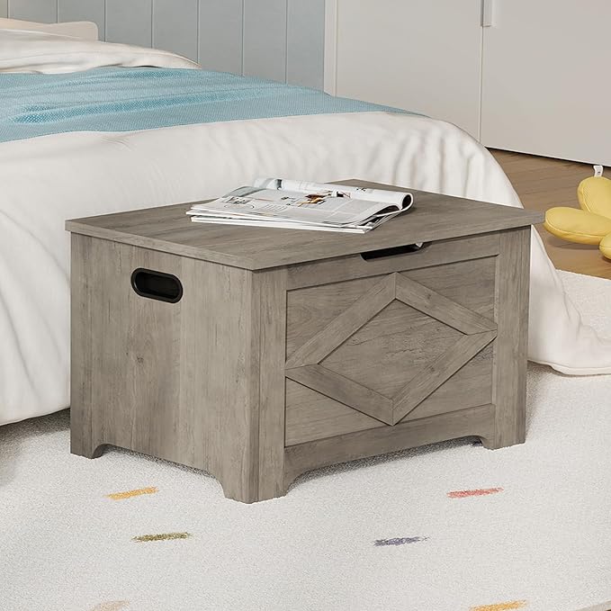 GarveeHome 23.6 in Storage Chest, Wooden Storage Bench with Safety Hinge, Easy Assembly, Large Shoe Bench for Entryway, Living Room, Bedroom