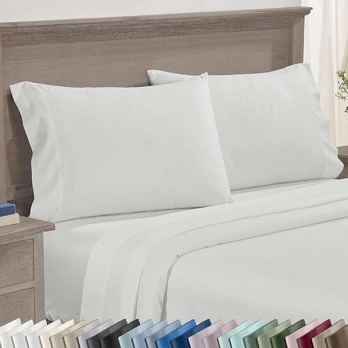 California Design Den Queen Pillowcases Set of 2 - Premium 600 Thread Count, 100% Cotton Pillow Cases Standard Size, Breathable Sateen, Fits Standard & Queen Pillows - Antique Ivory Mist