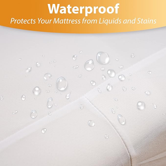 Waterproof Mattress Protector Twin Size - 6-Sided Zippered Mattress Encasement, Breathable Fabric Cover, Machine Washable, Fits Twin Mattress 39 x 75 Inches, Up to 16" Deep