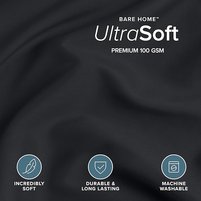 Bare Home Bedding Duvet Cover Queen Size - Premium 1800 Super Soft Collection - Lightweight, Cooling Duvet Cover - Soft Breathable Bedding (Queen, Black)