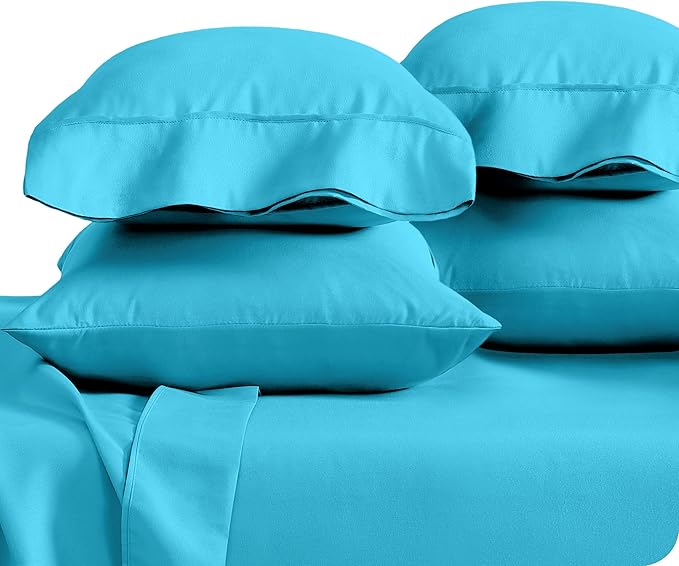 Bare Home Microfiber Bulk Pillow Cases - Standard/Queen Size Set of 4 - Cooling Pillowcases - Double Brushed - Aqua Pillowcases 4 Pack - Easy Care (Standard - 4 Pack, Aqua)