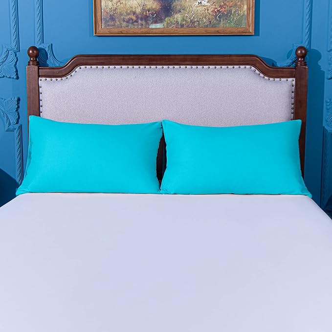 NTBAY King Pillowcase Set - 2 Pack Brushed Microfiber 20x40 Pillowcases - Soft, Wrinkle-Free, Fade-Resistant, Stain-Resistant, Blue Pillowcases with Envelope Closure - 20x40 Inches, Blue