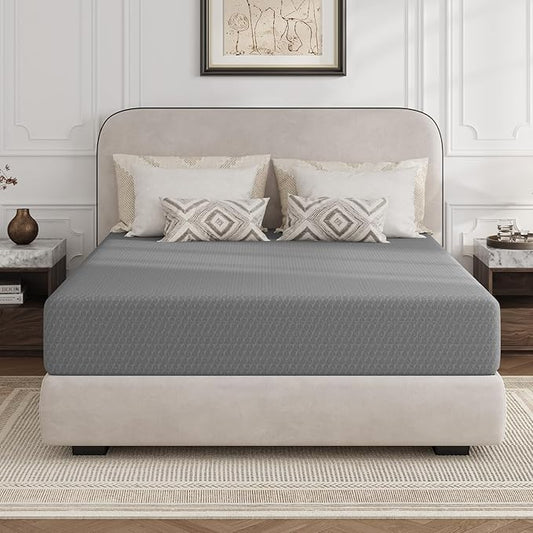 Novilla Queen Size Mattress, 10 Inch Gel Memory Foam Mattress Queen Size with Thermally Balanced Foam Core, Mattresses for Cool Night Sleep & Pressure Relief, Enhanced Support & Breathability, Grey