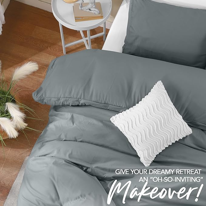 Utopia Bedding Duvet Cover Set with Pillowcases- 2 Pieces Bedding Duvet Cover with Zipper Closure - 1 Duvet Cover with 1 Pillow Sham - Soft Brushed Microfiber (Twin/Twin XL, Grey)