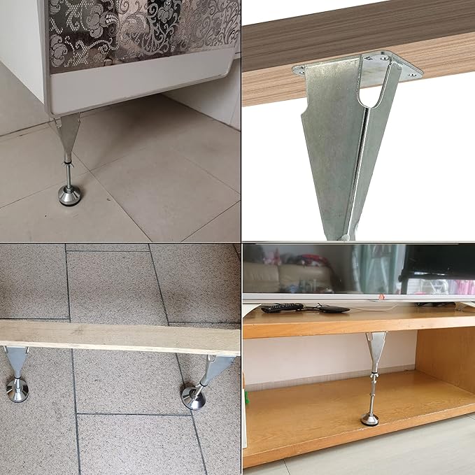 4 Pack Adjustable Height Center Support Leg for Bed Frame, Bed Center Slat Heavy Support Leg, Extra Durable Steel Support Legs | Suitable for Bed Frame, Bed Center Slats, Cabinet and Wooden Furniture