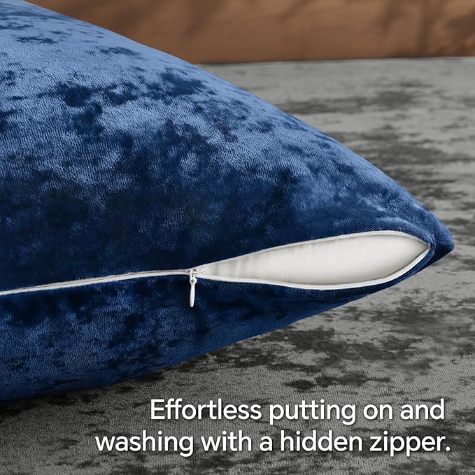 BEDELITE Velvet Body Pillow Cover with Zipper, Soft and Plush 20x54 Long Pillow Case, Velvety Smooth and Cozy Body Pillow Pillowcase for Bedroom and Couch, for All Seasons(Navy Blue)