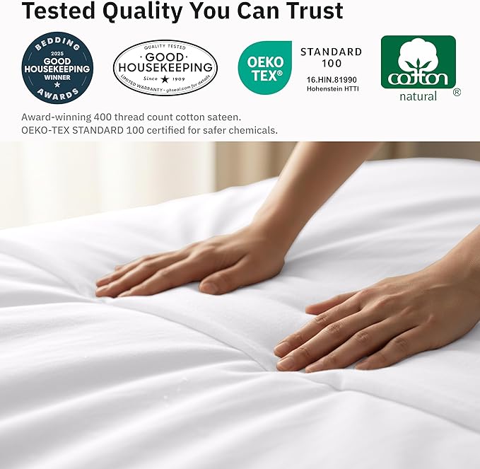 California Design Den Twin XL/Twin Duvet Cover Only - Winner Good Housekeeping Best Bedding Awards 2025, Premium 400 Thread Count Sateen, 100% Cotton Duvet Cover, Button Closure & Corner Ties - White