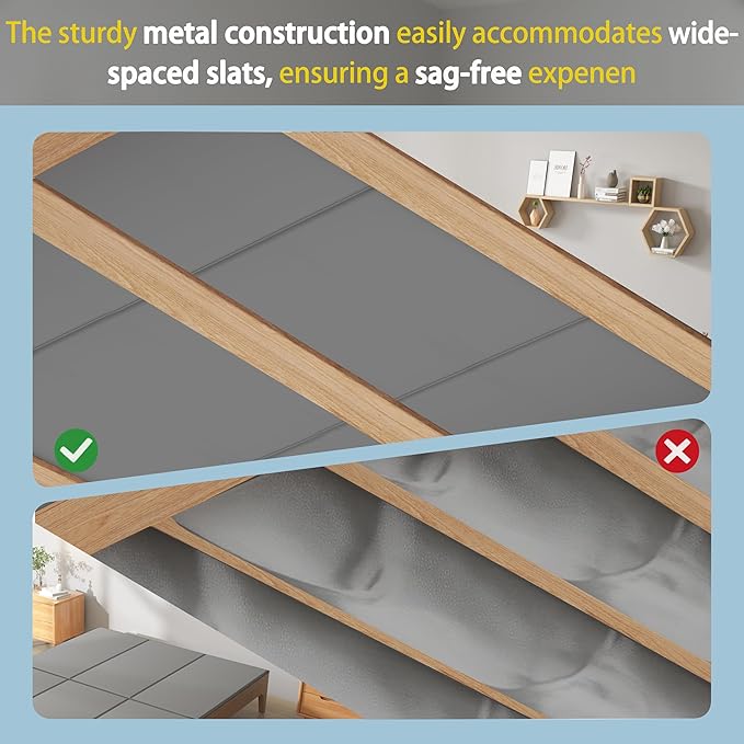 Metal-Frame-Bunkie-Board-King-Size (76"X80") for Under-Mattress-Support - Heavy Duty Bed Board Design,Folding, Noise Free, No Sagging