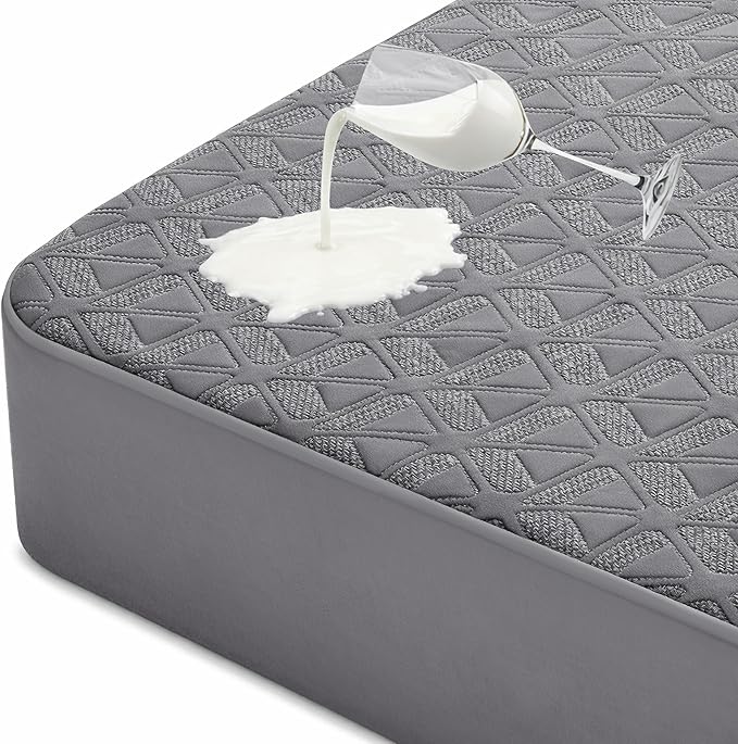 Waterproof Mattress Protector Full Size, Soft Breathable Mattress Pad with Deep Pocket 8"-21", Noiseless 3D Air Fabric Cooling Mattress Cover for Bed, Machine Washable, Grey