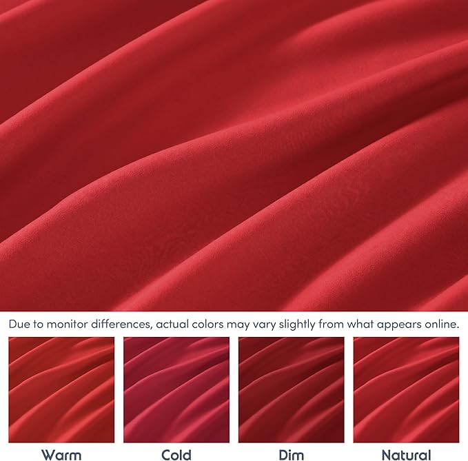 Nestl 4 Pack Red Fitted Sheet Extra Deep Pocket, Hotel Luxury Twin XLFitted Sheet Only Easily Fits 18 to 24 Inch Mattress, Super Soft, Wrinkle-Free and Breathable with Corner Straps