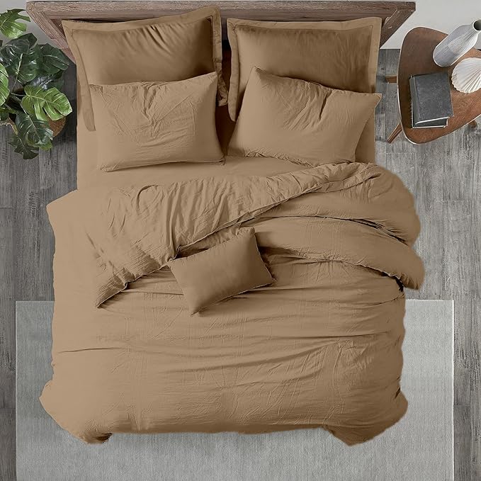 Kotton Culture 3 Pc Duvet Cover Queen Size/Full Size Set-100% Egyptian Cotton 600 Thread Count Ultra Soft Premium Durable Comforter Cover Zipper Closure & Corner Ties- (Taupe, 90" X 90")