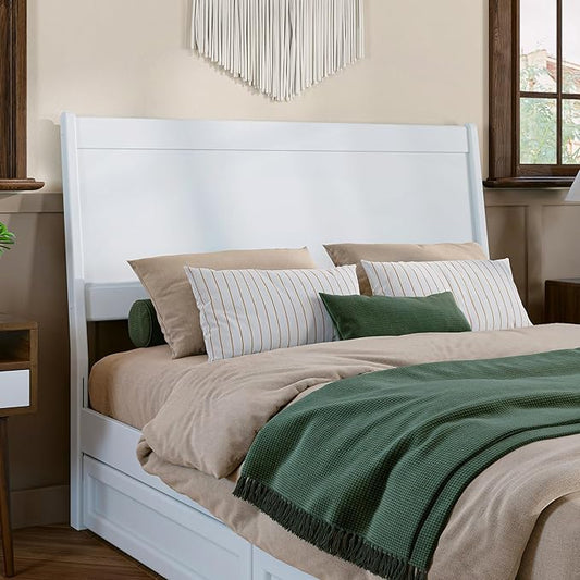 AFI, Casanova Full Solid Wood Panel Headboard, White