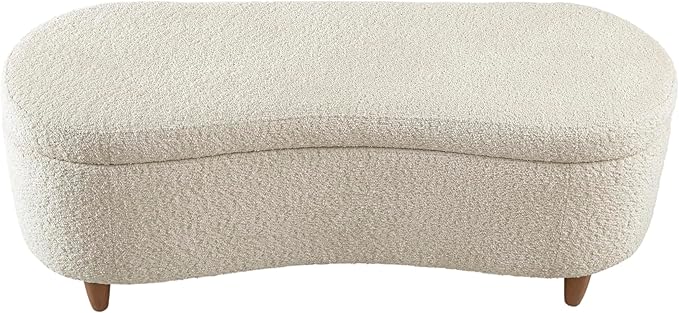 Bailey Boucle-Style Curved Storage Accent Bench