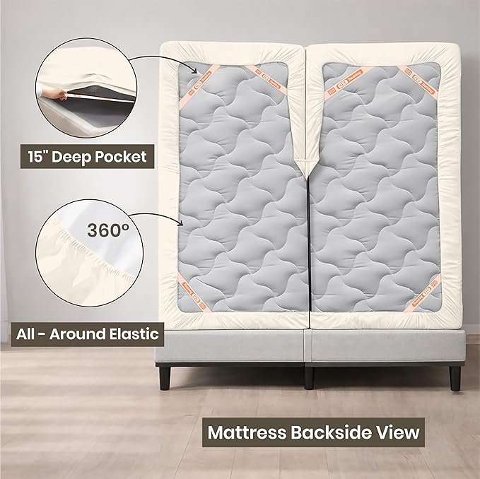 SGI bedding 28" King Split Top Flex Head Sheet 100% Egyptian Cotton Sheet Set 1000 Thread Count Flex Top Sheet for Adjustable Bed 4Pc Sheet Set 15" Deep Pocket for Sleep Number Bed - Butter