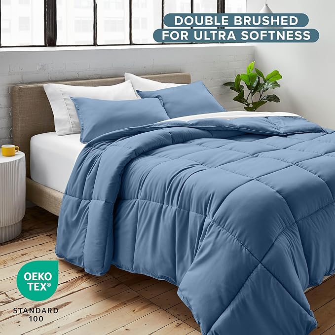 Bare Home Comforter Set - King/California King Size - Ultra-Soft - Goose Down Alternative - Premium 1800 Series - All Season Warmth (King/Cal King, Coronet Blue)