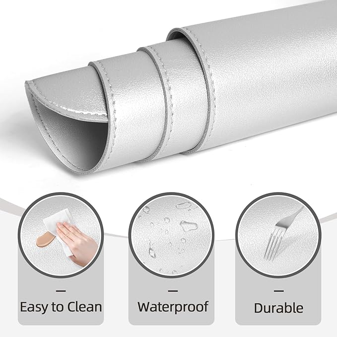 Makeup Mat for Vanity to Protect Desk Top 23.6 x 11.8in, Dual-Sided Makeup Mat, Easy to Clean Desk Pad - Waterproof and Oilproof Vanity Accessories (Silver and Grey)