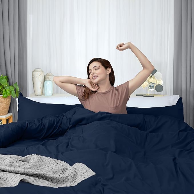 Utopia Bedding Duvet Cover Full Size - 3 Piece with Zipper Closure - 1 Comforter Cover 80X90 Inches & 2 Pillow Shams 20X26 Inches (Navy) Comforter Not Included