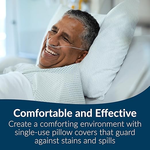 TIDI 919365 Disposable Pillowcases, White, 21” Wide x 30” Long (Pack of 100) ― Single-Use Pillowcases ― Tissue with Poly Back to Help Prevent Leak-Through ― Pebble Embossed ― Medical Supplies