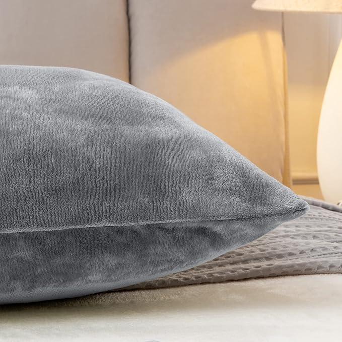BEDELITE Body Pillow Cover with Zipper Closure, Super Soft and Cozy Fuzzy Fleece Body Pillowcase 20 x 54 Inches, Luxury Fluffy Plush Long Body Pillow Pillowcase for Fall and Winter(Gray)