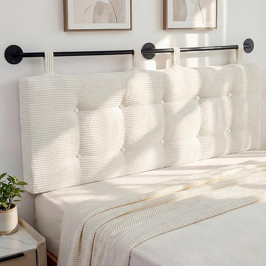 HIGOGOGO Wall Mounted Headboards for King Size Bed, Hanging Head Board Wall with Button Tufting, Adjustable Height Headboard for Bedroom,Beige