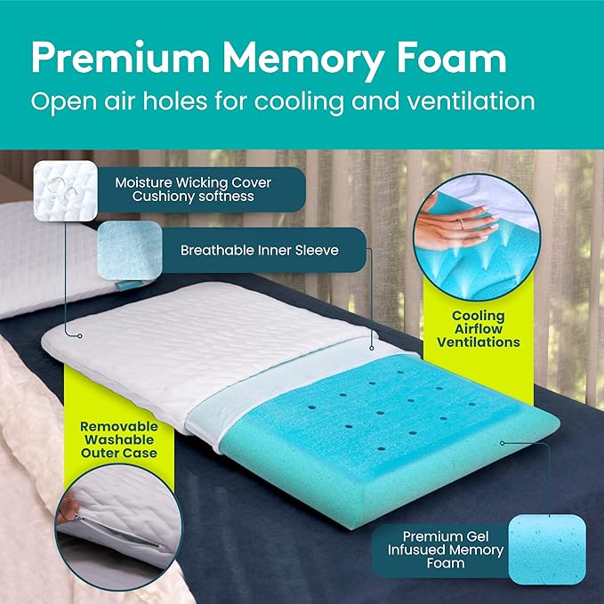 BLISSBURY 2.2 Inch Super Thin Pillow for Sleeping | Cool-to-Touch Premium Memory Foam Flat Pillow for Stomach Sleeper | for Back & Stomach Sleeper | Certified Foam for Neck and Back Support |