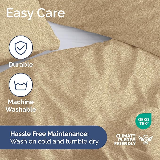 Duvet Cover Queen Size Set - Extra Soft Queen Duvet Cover 90" x 90" with 2 Pillow Shams - Hotel Luxury, Easy Care & Fade Free with Zipper Closures and Ties - Comfy, Cozy & Breathable (Heathered Tan)