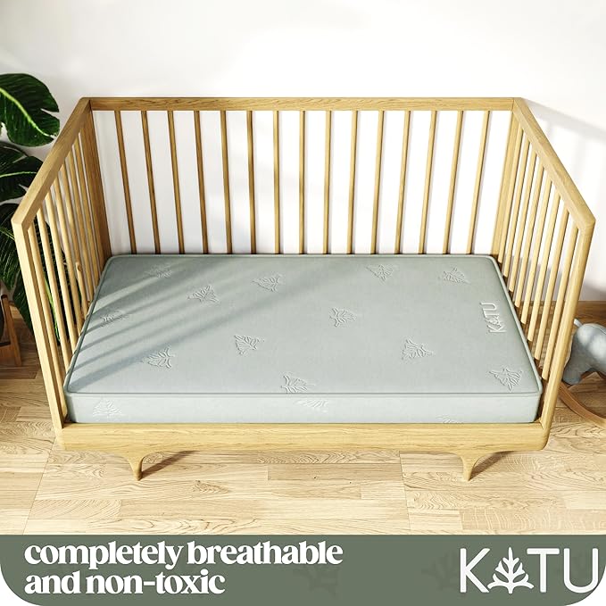 KATU 100% Organic Latex+Coconut 2-Stage Crib Mattress for Infant/Newborn/Toddler Safe Non-Toxic Hypoallergenic Breathable GOTS GOLS w