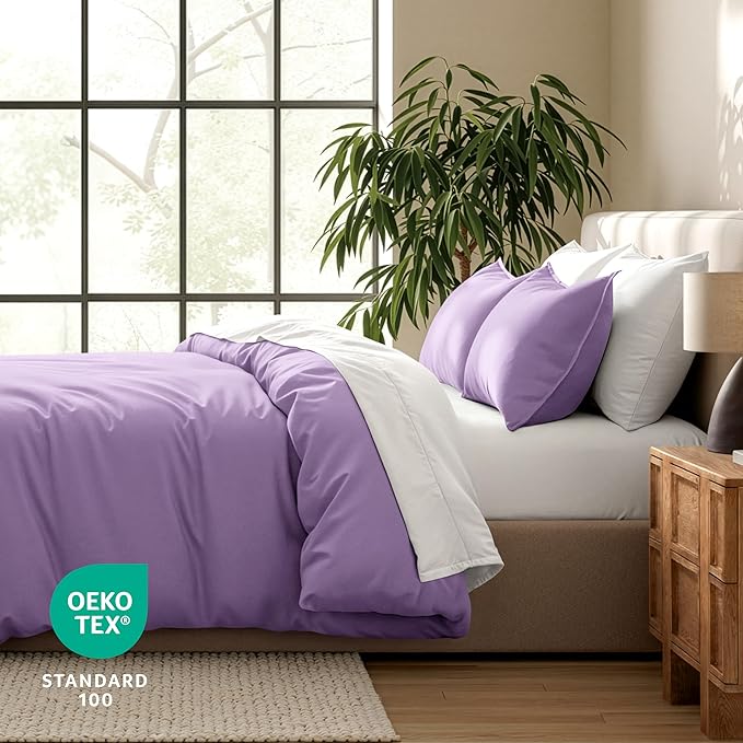 Bare Home Bedding Duvet Cover Queen Size - Premium 1800 Super Soft Duvet Covers Collection - Lightweight & Cooling - Soft Breathable Bedding (Queen, Lavender)