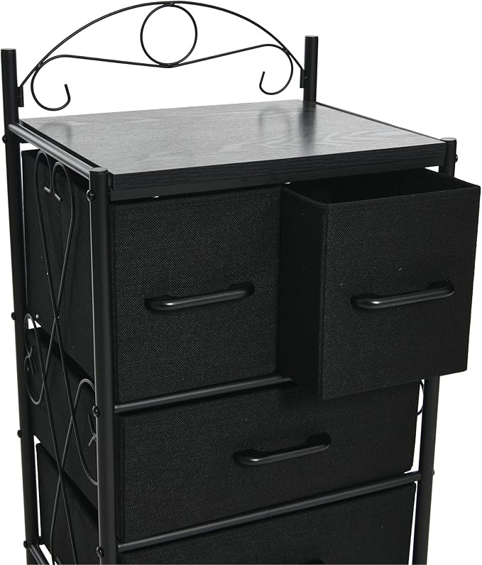 Household Essentials Black Oak & Iron Four Drawer Chest