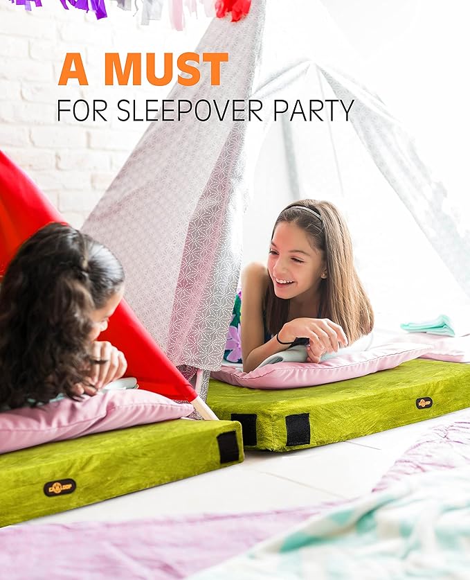 GAIALOOP 3 Inch Memory Foam Camping Mattress, Dual Layer Thick Sleeping Camp Pad for Car Tent Cot, Roll-Up Portable Glamping Floor Bed for Guests Sleepover