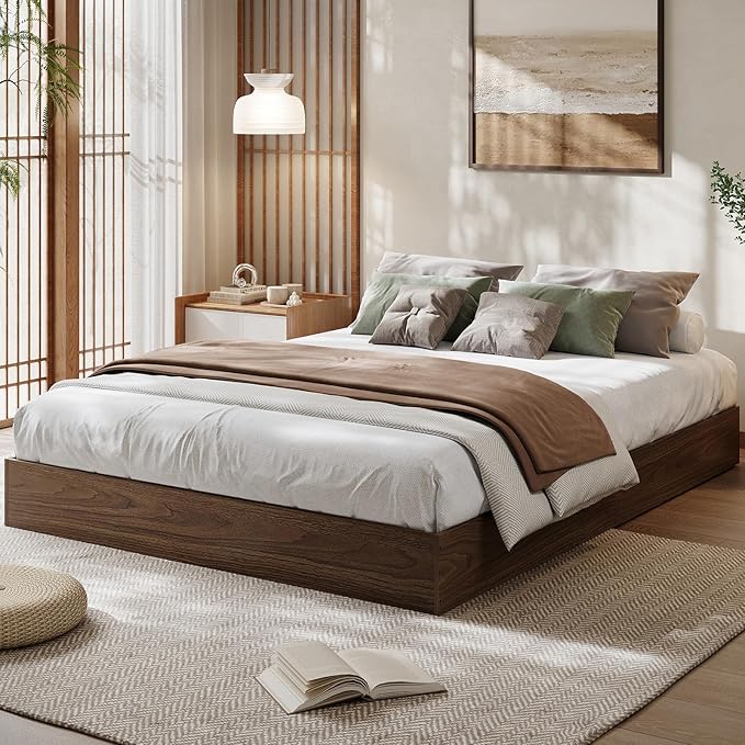 GarveeHome King Size Wood Platform Bed Frame,Wooden Bed Frame Without Headboard, Wood Slat Support,No Box Spring Needed, Easy Assembly