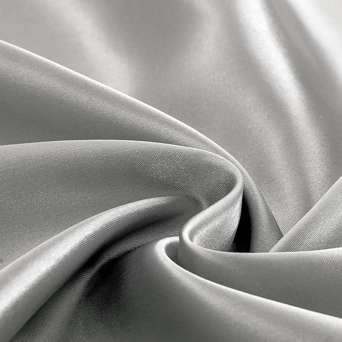 Homiest 4pcs Satin Sheets Set Luxury Silky Satin Bedding Set with Deep Pocket, 1 Fitted Sheet + 1 Flat Sheet + 2 Pillowcases (Full Size, Light Grey)