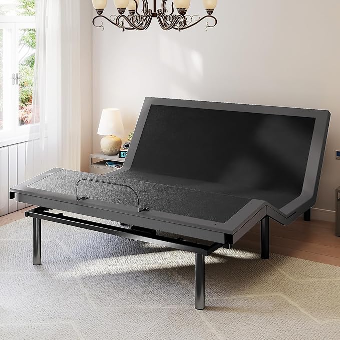 Sweetcrispy Queen Adjustable Bed Frame, Ergonomic Electric Base with Wireless Remote and 2 USB Ports, Head and Foot Incline, Zero Gravity, Anti-Snore, Easy Assembly